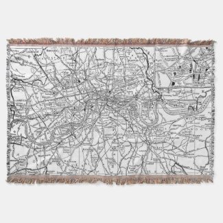 Vintage Map of London England (1911) Throw