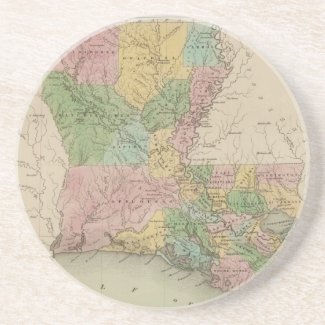 Vintage Map of Louisiana (1838) Drink Coaster