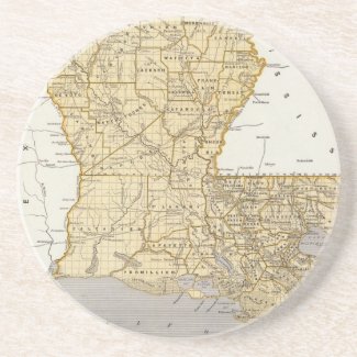 Vintage Map of Louisiana (1845) Drink Coasters