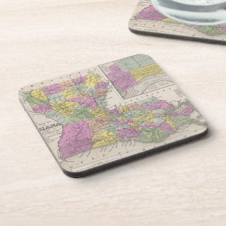 Vintage Map of Louisiana (1853) Beverage Coasters