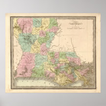 Vintage map of Louisiana Print