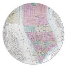 Vintage Map of Lower Manhattan (1865) Dinner Plate