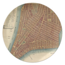 Vintage Map of Lower New York City (1807) Party Plates