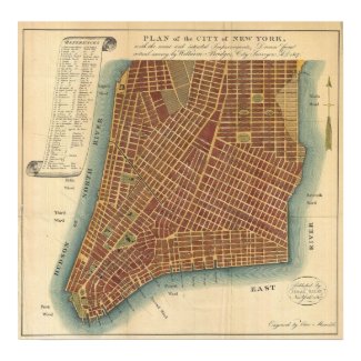 Vintage Map of Lower New York City (1807) Poster