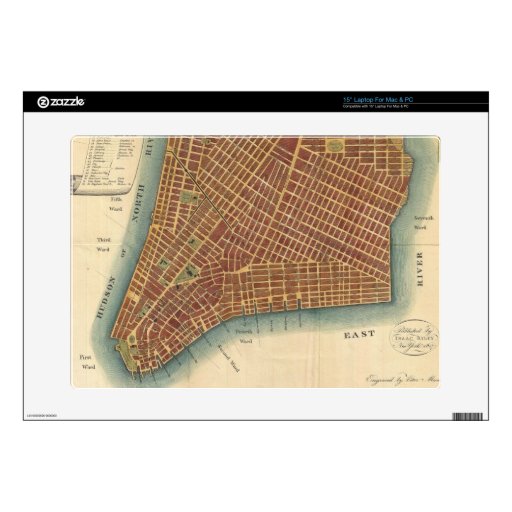 Vintage Map of Lower New York City (1807) Laptop Decals