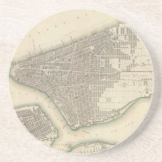 Vintage Map of Lower New York City (1840) Coasters