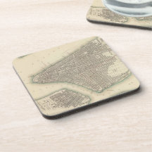 Vintage Map of Lower New York City (1840) Drink Coasters
