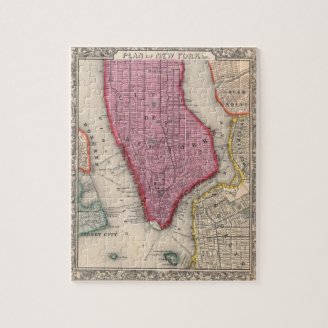 Vintage Map of Lower New York City (1860) Jigsaw Puzzles