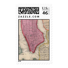 Vintage Map of Lower New York City (1860) Stamp