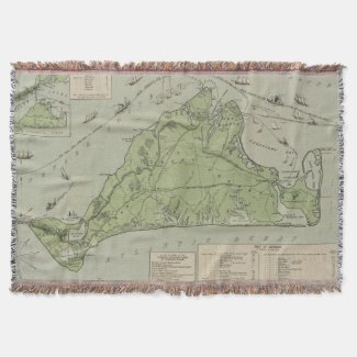 Vintage Map of Marthas Vineyard (1913) Throw Blanket
