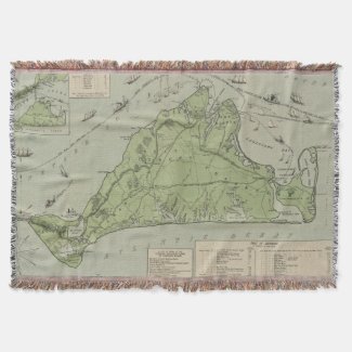 Vintage Map of Marthas Vineyard (1913) Throw Blanket
