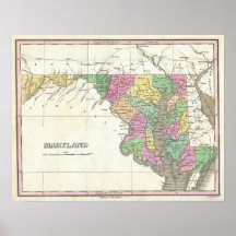 Vintage Map of Maryland (1827) Print