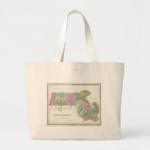Vintage Map of Massachusetts (1827) Canvas Bags