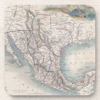 Vintage Map of Mexico (1851) Beverage Coasters