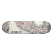 Vintage Map of Mexico (1855) Custom Skateboard