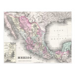 Vintage Map of Mexico (1855) Post Card