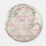 Vintage Map of Michigan (1855) Fridge Magnet