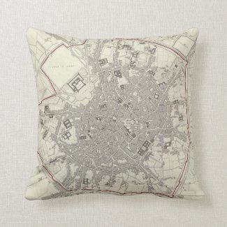 Vintage Map of Milan Italy (1832) Pillows
