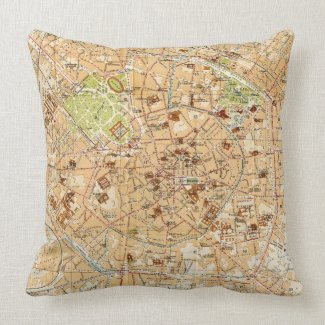 Vintage Map of Milan Italy (1914) Throw Pillows