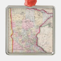 Vintage Map of Minnesota (1864) Christmas Tree Ornaments