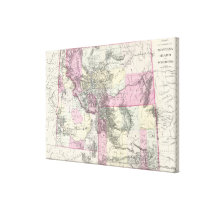 Vintage Map of Montana, Wyoming and Idaho (1884) Gallery Wrap Canvas