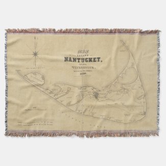 Vintage Map of Nantucket (1838) Throw Blanket