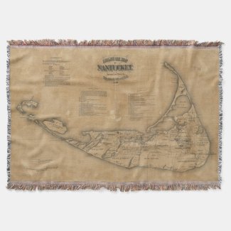 Vintage Map of Nantucket (1869) Throw