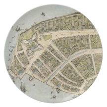 Vintage Map of New Amsterdam (1660) Party Plate