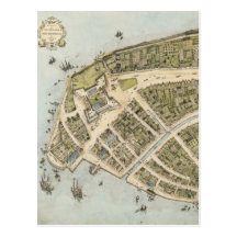 Vintage Map of New Amsterdam (1660) Postcard