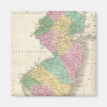 Vintage Map of New Jersey (1827) Refrigerator Magnet