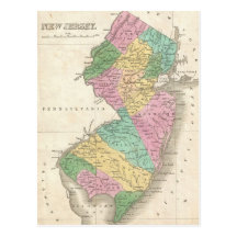 Vintage Map of New Jersey (1827) Postcard