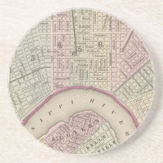 Vintage Map of New Orleans (1880) Coaster