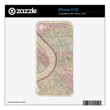 Vintage Map of New Orleans (1880) Decals For iPhone 4