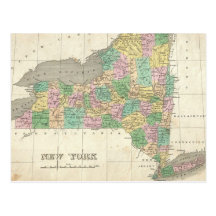 Vintage Map of New York (1827) Postcard