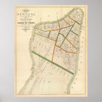 Vintage Map of New York City (1831) Poster