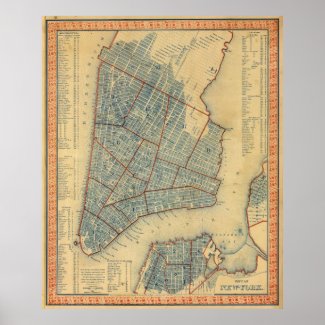 Vintage Map of New York City (1846) Print