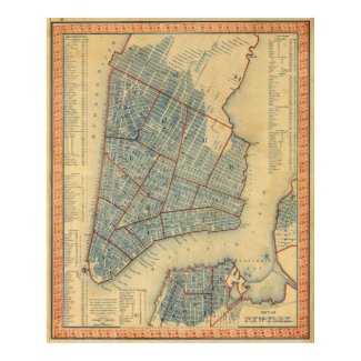 Vintage Map of New York City (1846) Print