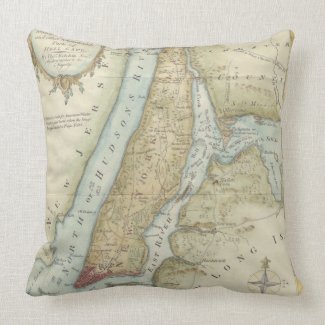 Vintage Map of New York City (1869) Throw Pillow