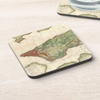 Vintage Map of New York City (1878) Drink Coaster
