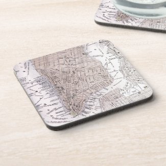 Vintage Map of New York City (1884) Beverage Coaster