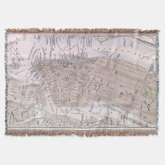 Vintage Map of New York City (1884) Throw Blanket