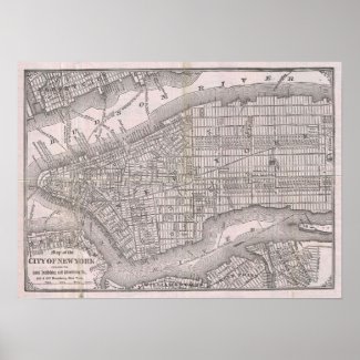 Vintage Map of New York City (1886) Posters