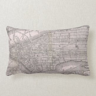 Vintage Map of New York City (1886) Throw Pillow