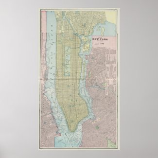 Vintage Map of New York City (1901) Print