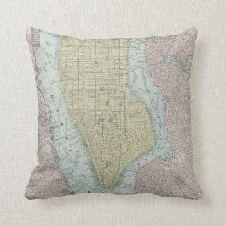 Vintage Map of New York City (1901) Throw Pillows