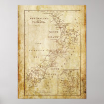 Vintage map of New Zealand c1879 Archival print