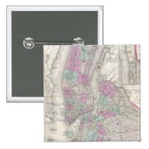 Vintage Map of NYC and Brooklyn (1866) Button