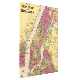 Vintage Map of NYC and Brooklyn (1868) Gallery Wrap Canvas
