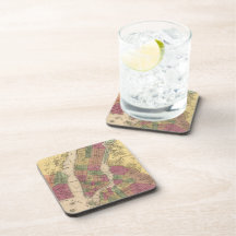 Vintage Map of NYC and Brooklyn (1868) Drink Coaster