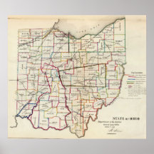Vintage Map of Ohio (1866) Posters
